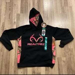 RealTree Ladies' Pullover Hoodie Black/Pink Color Camo